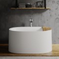 Matte White Oval Bath with Sides that Angle In, Wider at the Bottom