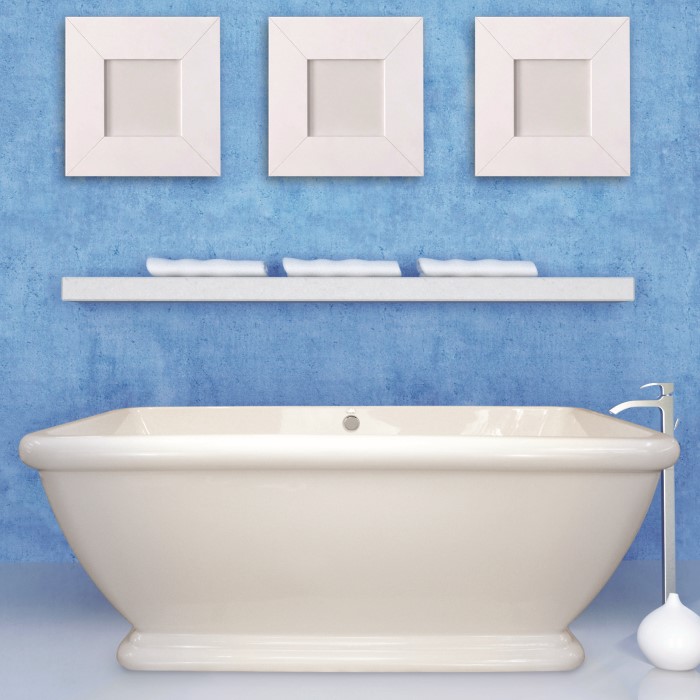 Rectangle Freestanding Bath with Rounded Corners, Pedestal Base