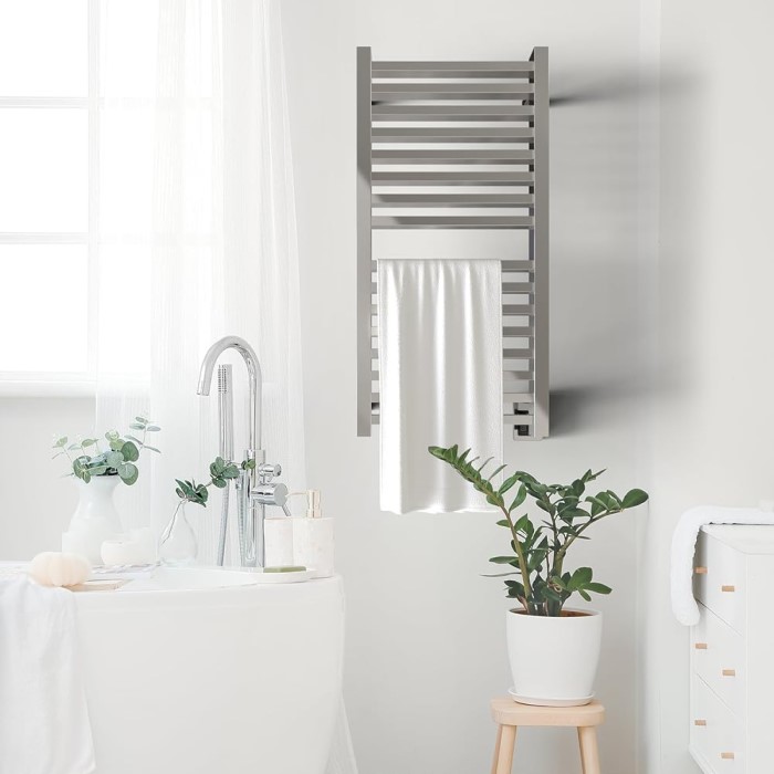 Square Style Polished Towel Warmer with 16 Cross Bars