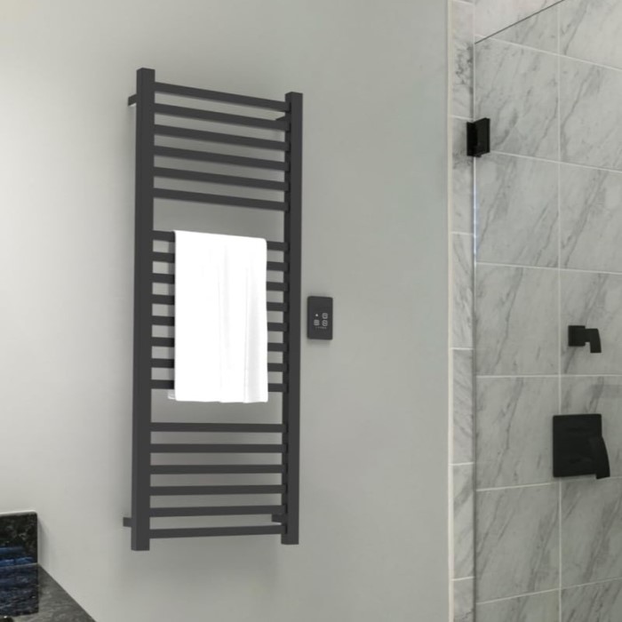 Square Style Towel Warmer with 20 Cross Bars in Matte Black