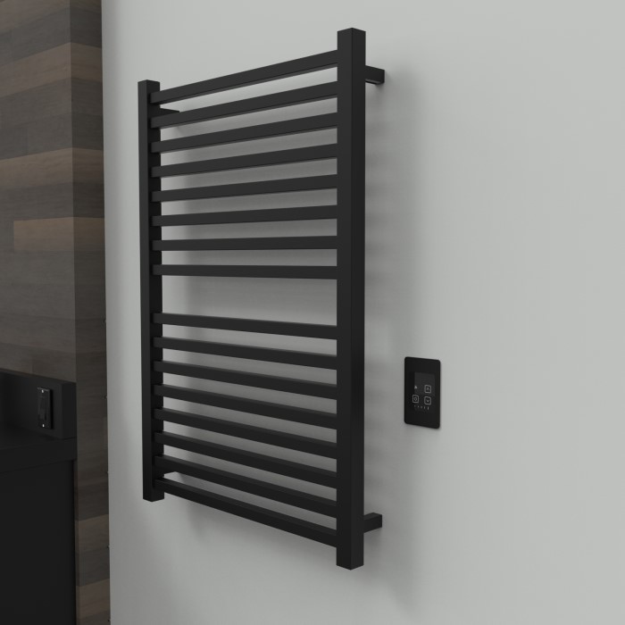 Square Style Brushed Towel Warmer with 16 Cross Bars in Matte Black