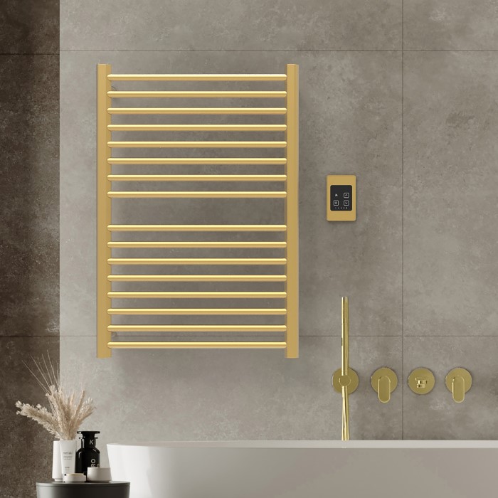 Transitional Style Satin Brass Towel Warmer with 16 Cross Bars