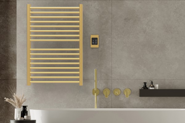 Sirio Satin Brass Towel Heater with Remote Control