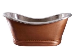 Oval Double Slipper Copper Tub with Nickel Interior