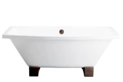 Rectangle Cast Iron Tub with Wood Block Feet