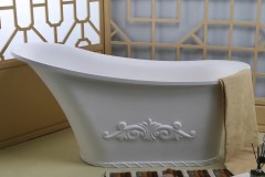 Side View, Slipper Bath with Raised Backrest, Floral Design on Front