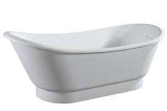 Freestanding Slipper Tub with Rolled Rim, Recessed Pedestal Base