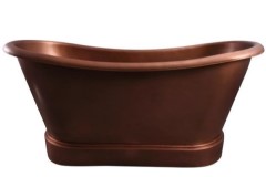 Double Slipper Copper Tub with Pedestal Style Base