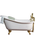 Cast Iron Freestanding Clawfoot Slipper Tub with Tub Faucets