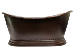 Oval Double Slipper Copper Tub with Pedestal Base