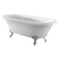 Elegant Roll Top Clawfoot Tub with Curving Rim, Faucet Deck