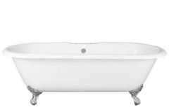 Clawfoot Double Roll Top Tub with Satin Nickel Imperial Feet