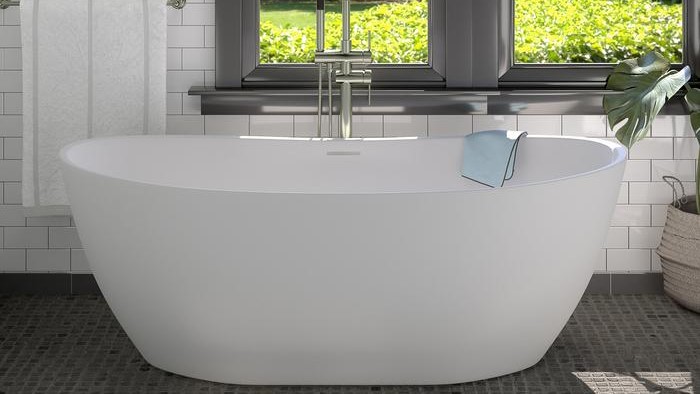 Barclay RTOVN64-OF-WH Howe 65 Resin Freestanding Tub