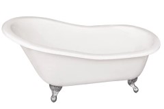 Slipper Bath Tub with Ball and Claw Feet, Shown in Brushed Nickel