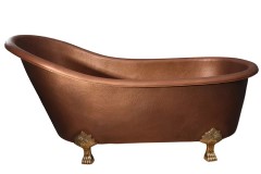 Slipper Copper Clawfoot Tub with Hammered Finish