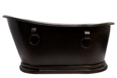 Oval Slipper Copper Tub with Pedestal Base, Decorative Rings