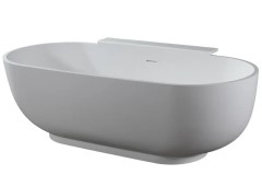 Freestanding Tub with Shelf, Recessed Base and Linear Overflow