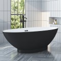 Modern Black Oval Freestanding Bath with Recessed Base