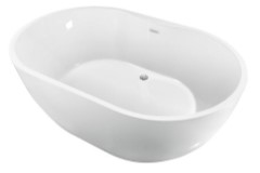 Wide Oval Freestanding Bath with Center - Side Drain