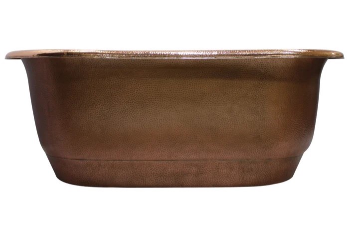 Oval Copper Tub with Pedestal Base, Rolled Rim