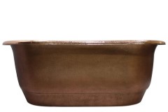 Oval Copper Tub with Pedestal Base, Rolled Rim