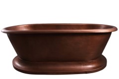 Copper Double Roll Top with a Smooth Copper Rim & Pedestal Base