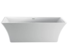 Modern Recangle Bathtub with Curved Sides, Center Drain