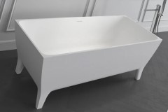 Rectangle Freestanding Tub with Sharp Corners, Modern Feet and Slotted Overflow