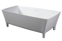 Rectangle Freestanding Tub with Sharp Corners, Modern Feet and Slotted Overflow