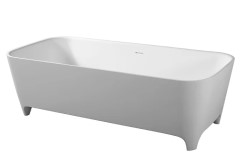 Rectangle Freestanding Tub with Rounded Corners, Modern Feet and Slotted Overflow