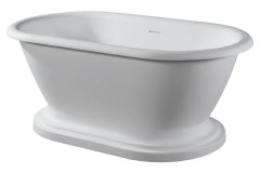 Freestanding Tub with Rolled Rim, Pedestal Base, Linear Overflow