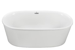 Small Oval Freestanding Tub with Center Drain, Linear Overflow, Overlapping Rim