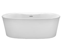 Oval Freestanding Tub with Faucet Deck, Linear Overflow