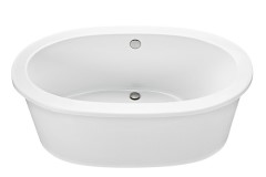 Modern Oval Freestanding Bath with Flat Rim, Center Side Drain