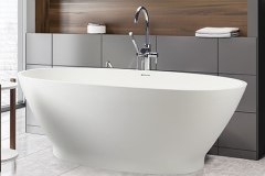 Oval, Vessel Style Bath, Pedestal, Solid Surface