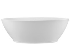 Oval Freestanding Tub with Curving Sides, Flat Rim, Center Side Drain