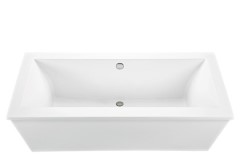 Modern Rectangle Freestanding Bath, Center Side Drain, Flat Rim