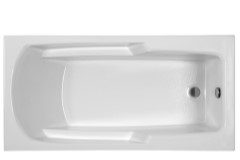 Long and Narrow Tub with End Drain, Armrests