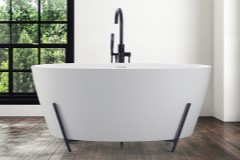 Solid Surface Oval Freestanding Bath Raised with Metal Cradle