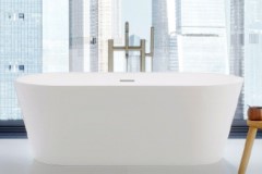 Modern Oval Bath with Angled Sides, Flat Rim