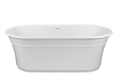 Oval Bath with Curving Sides, Linear Detail on Skirt and Rolled Rim