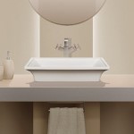 Rectangle Semi-Recessed Sink with Curving Sides Matching Intarica Freestanding Bath
