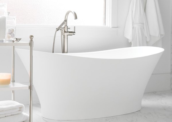 Mallory Matte White Freestanding Double Slipper Tub