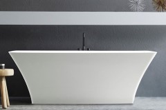 Rectangle Bath with Sides that Curve Out, Flat Thin Rim