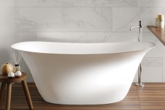 Oval Freestanding Bath, Double Slipper with Curving Lip