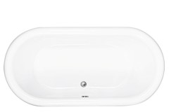 Oval Bathtub, Center Side Drain, Rolled Rim