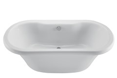 Freestanding Bath with Center Drain and Faucet Deck