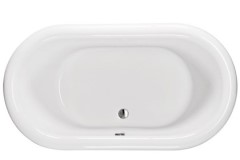 Oval Bathtub, Center Side Drain, Rolled Rim