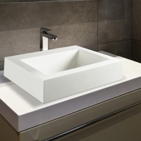 Wide Rectangle Semi-recessed Sink with Faucet Area