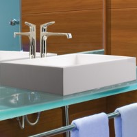 Rectangle Vessel Sink with Straight Sides and Rim
